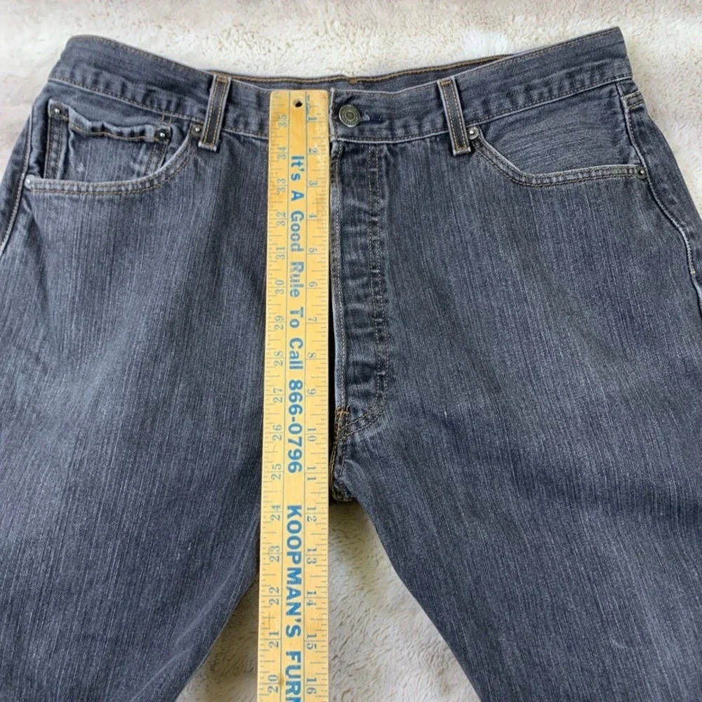 Levis 501 Mens Original Fit‎ Button Fly Faded Black Jeans 34x27 Straight Leg
